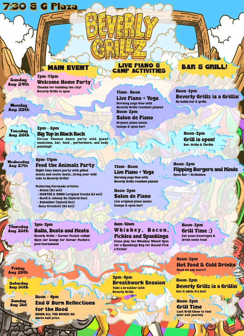 Beverly Grillz camp schedule — Black Rock City